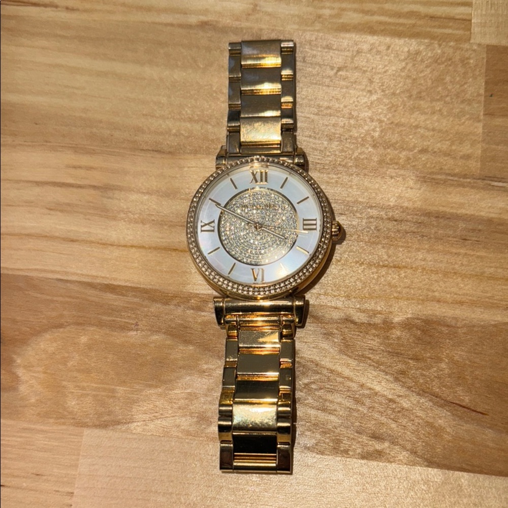 Michael Kors Gold-Tone Watch with Roman Numerals